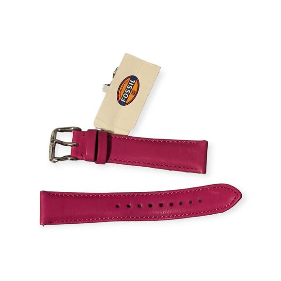 NWT Fossil Brand Matte Fuchsia Pink Genuine Leather Reg Length 18mm Watch Strap